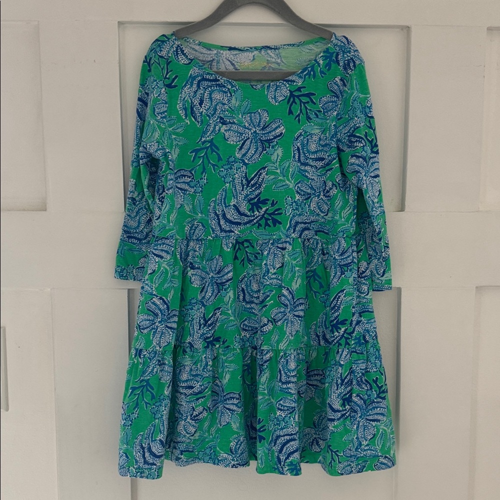 Lilly Pulitzer Green and Blue Floral Kids Dress